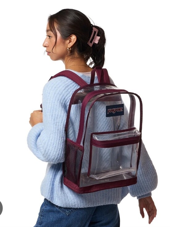 Jansport Handbags - Jansport Transparent Clear Cherry Red Backpack NEW